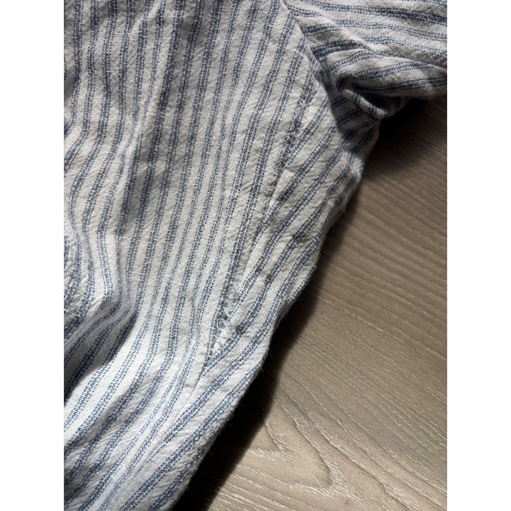 Westbund Womens S Blue White Striped Linen Blend Wide Leg Crop Pants Casual Work - Picture 7 of 10